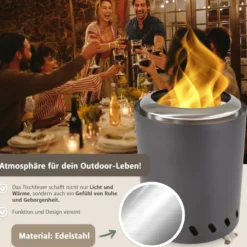 Tischkamin anthrazit für Pellets, rauchfrei