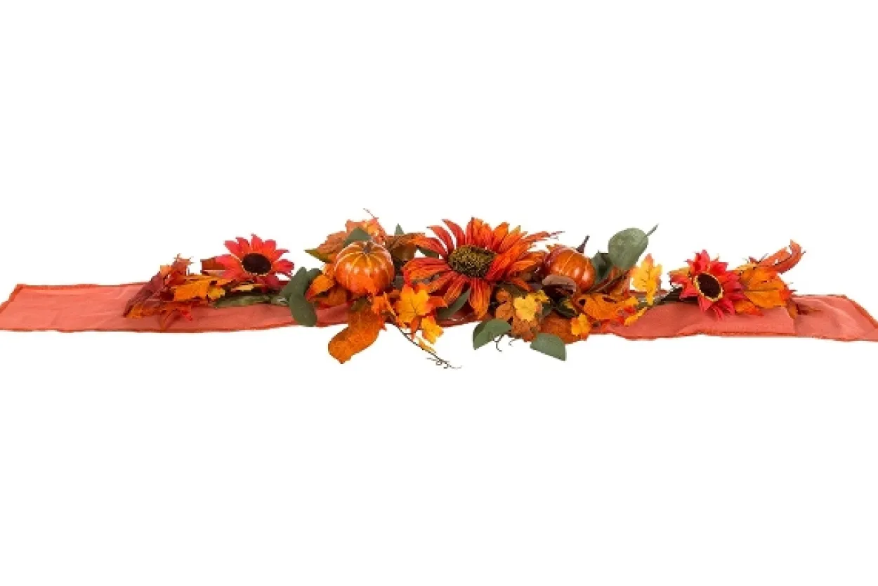 Tischläufer Herbst Blumen mit LED, aus Polyester