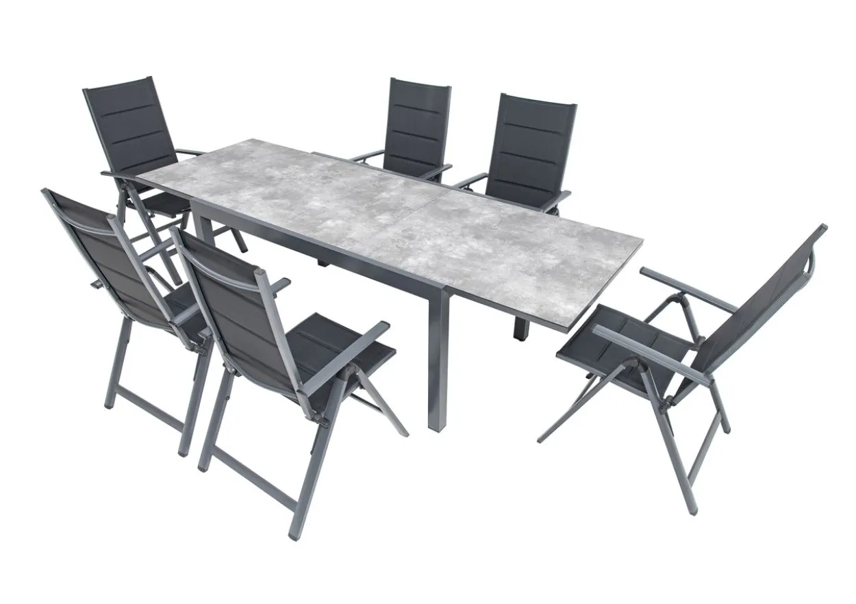 7tlg. Alu - Dining - Set GRANADA, ca. 150/250 x 90 x 75 cm