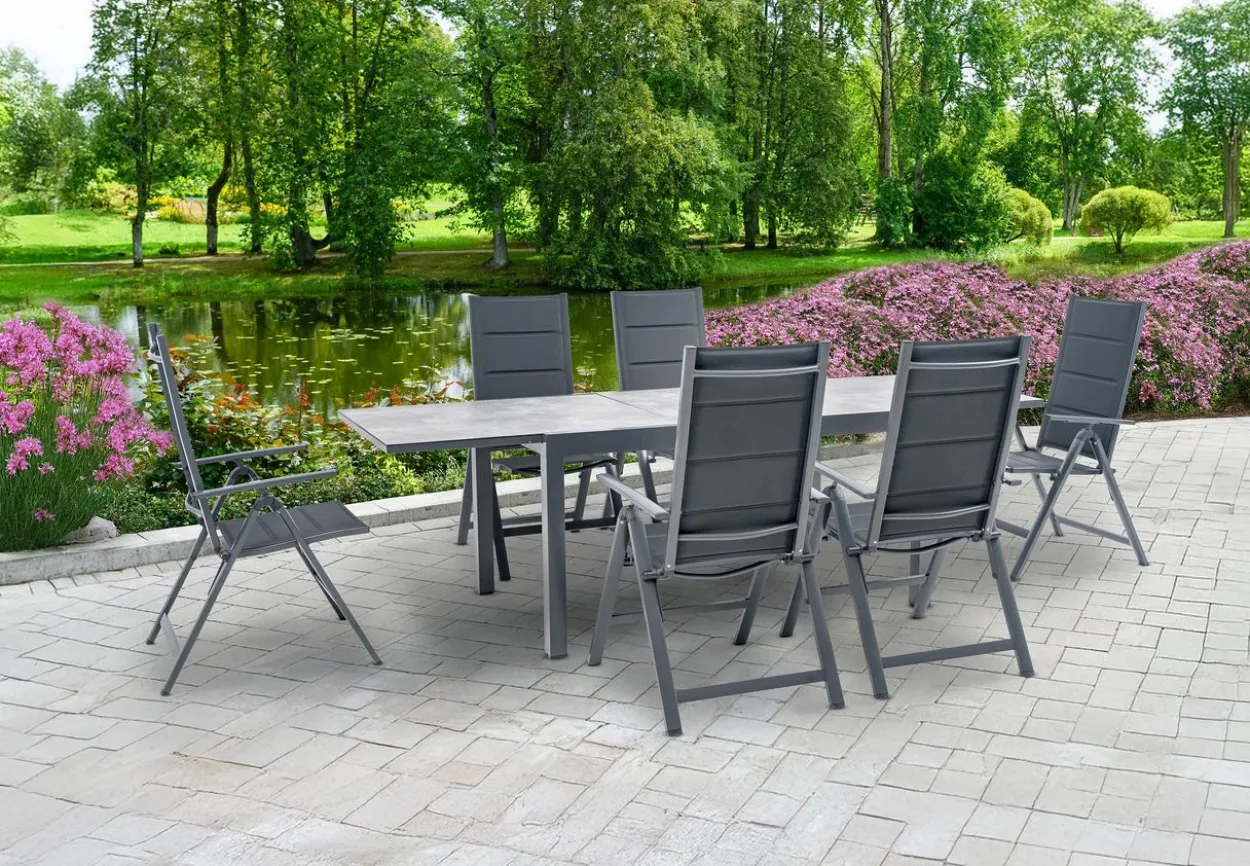 7tlg. Alu - Dining - Set GRANADA, ca. 150/250 x 90 x 75 cm