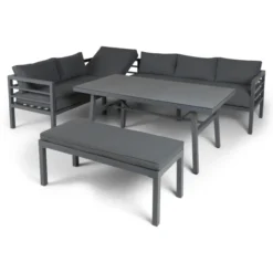 14tlg. Alu-Lounge SEBASTIAN Ecksofa Set - Anthrazit