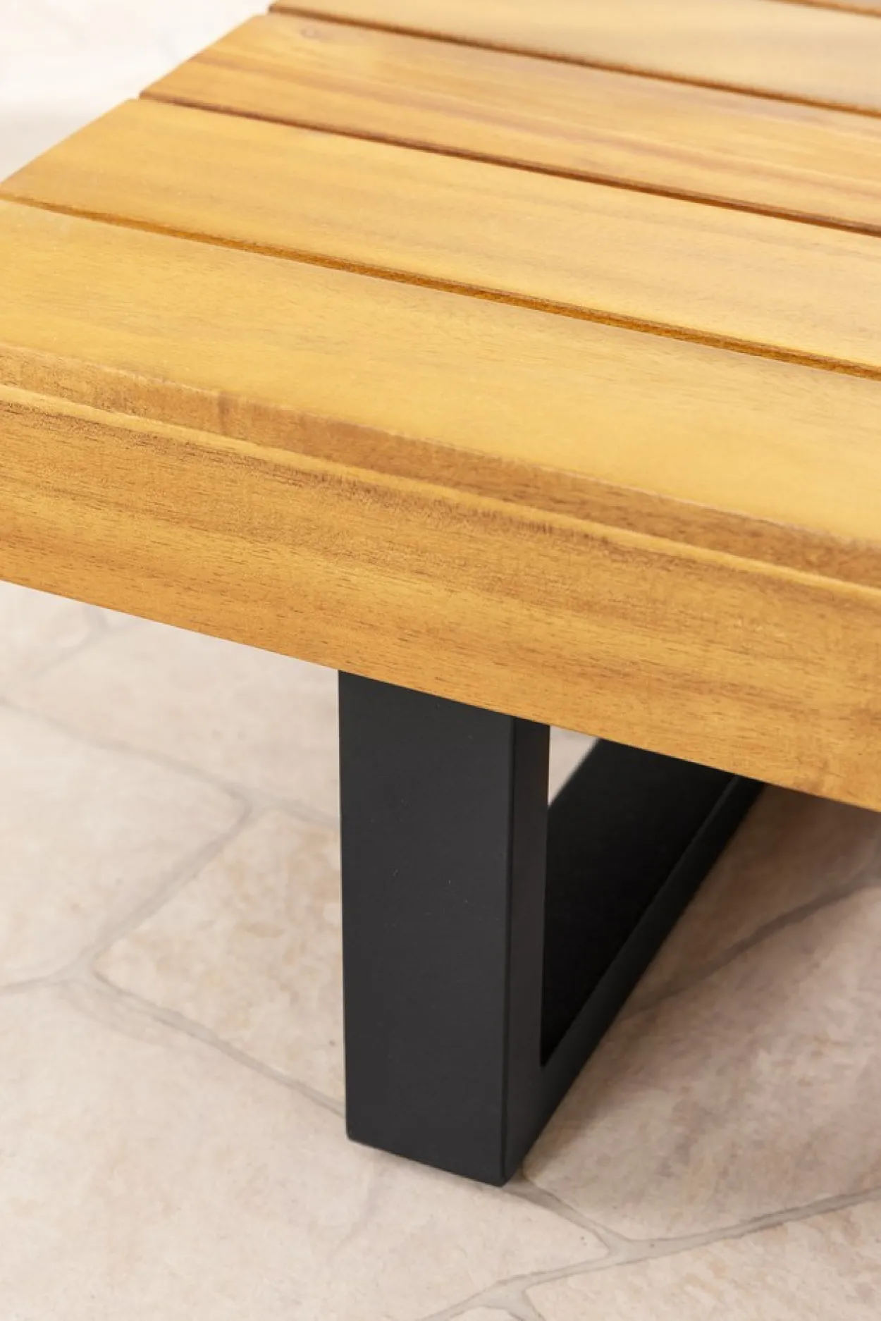 12tlg. Aluminium-Ecklounge mit Tisch aus Akazienholz - Beige
