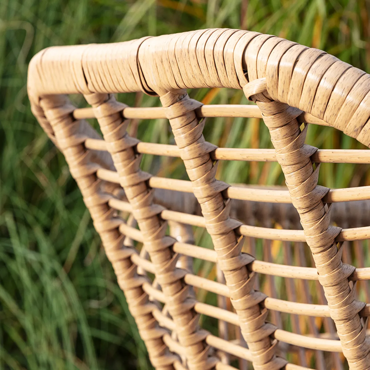 3tlg. Balkonset helles Rattan mit Sitzkissen - Schwarz