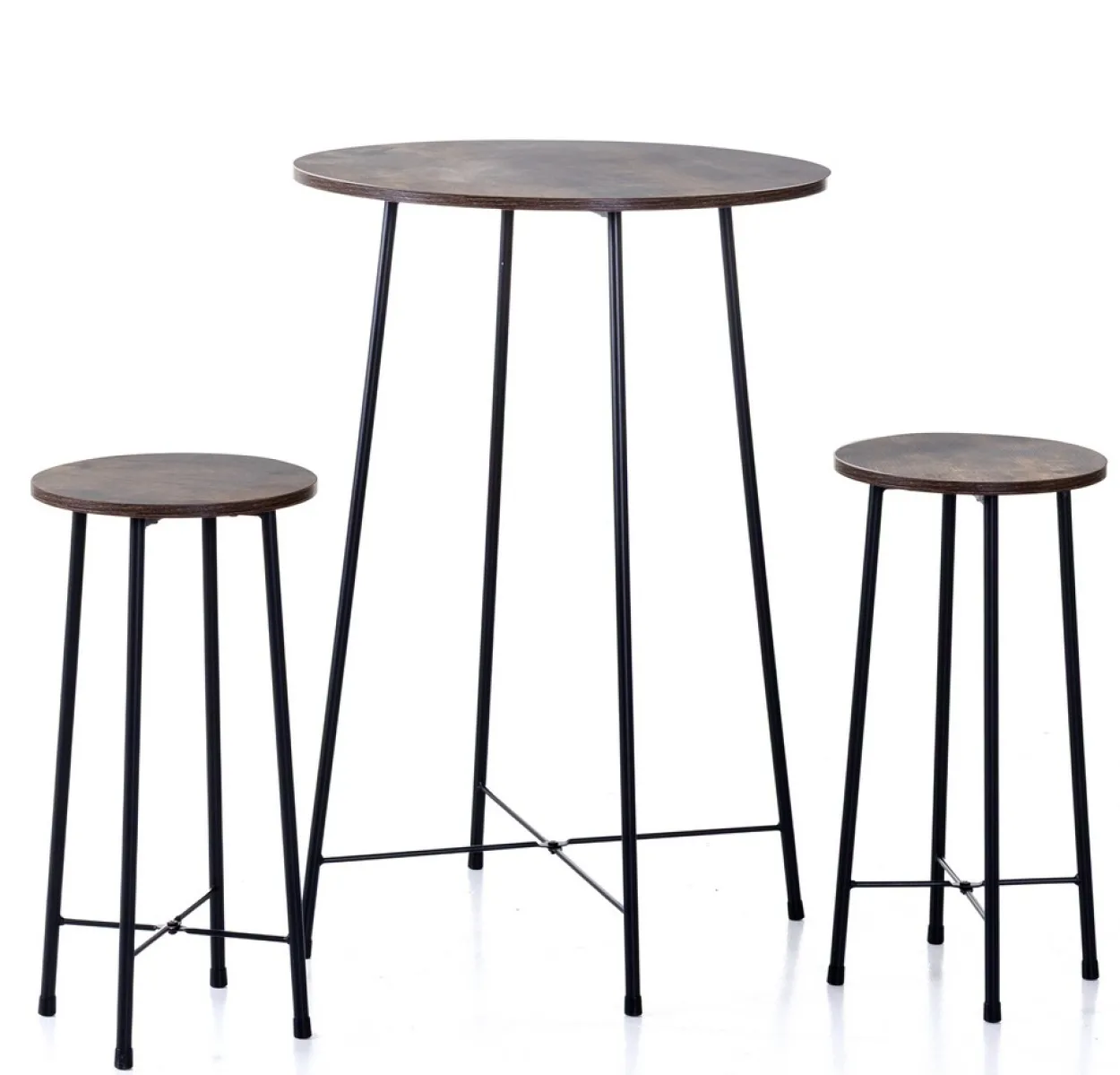 3tlg. Bistro-Set, ca. 110 x 50 x 47 cm - Braun