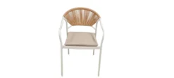 3tlg. Bistro Set HGE51-BEI helles Rattan mit Sitzkissen in Beige