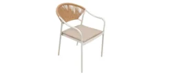 3tlg. Bistro Set HGE51-BEI helles Rattan mit Sitzkissen in Beige
