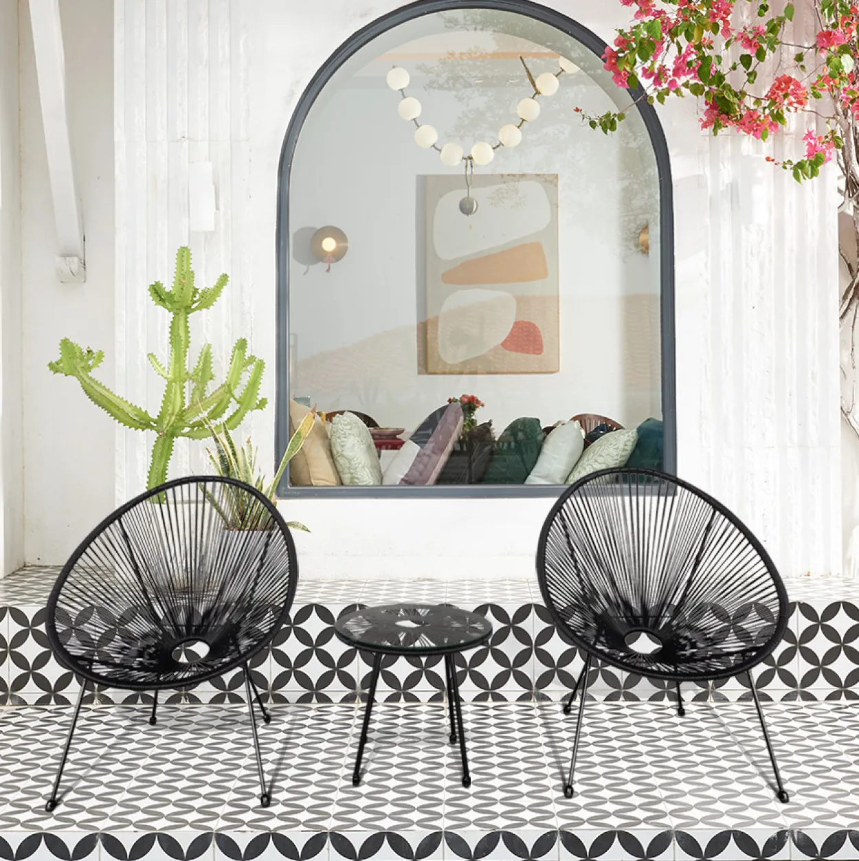 3tlg. Bistro-Set HGE53-SCH schwarz