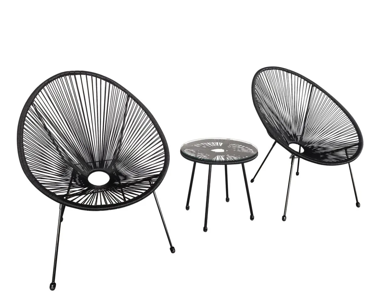 3tlg. Bistro-Set HGE53-SCH schwarz