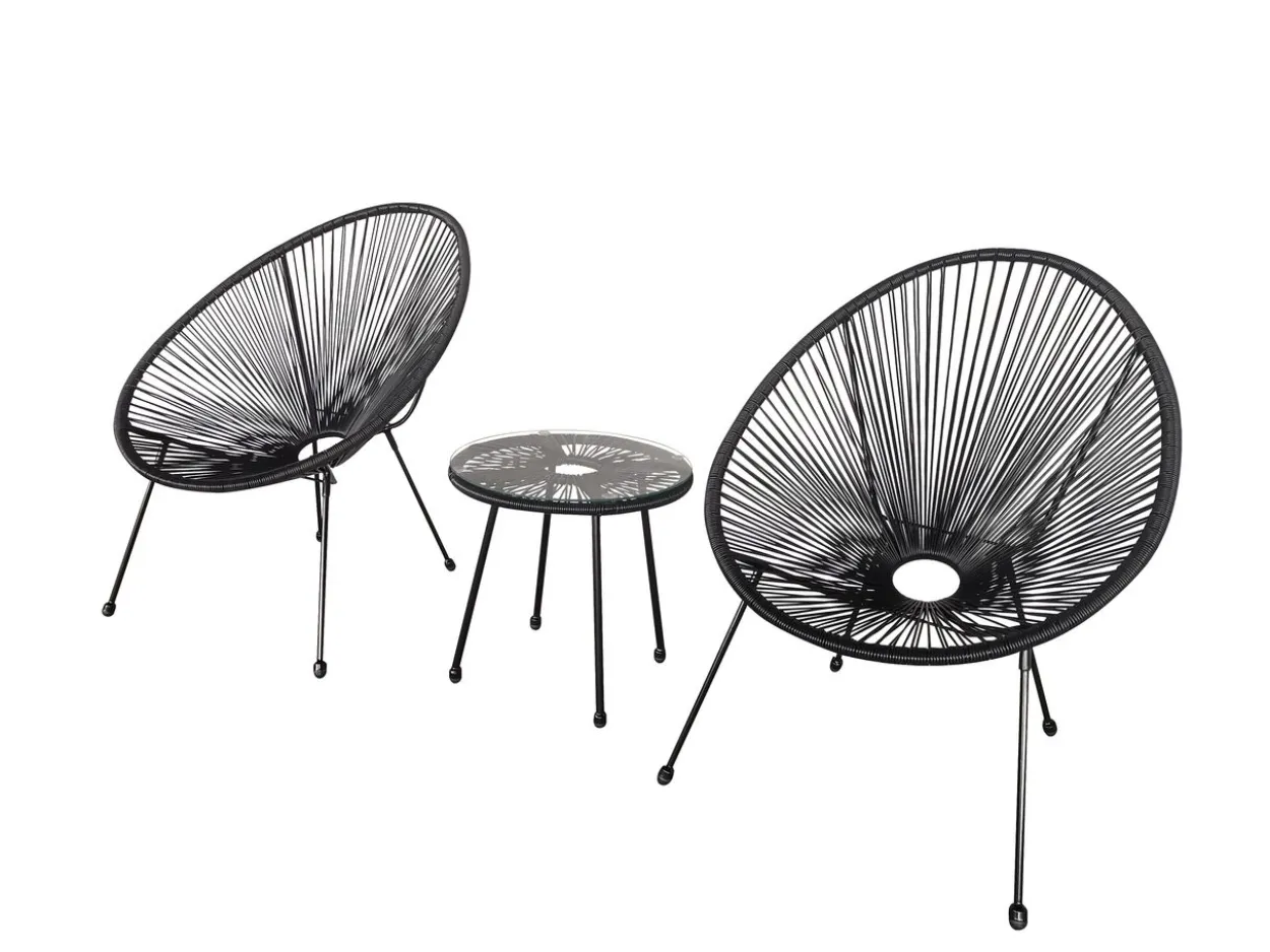 3tlg. Bistro-Set HGE53-SCH schwarz