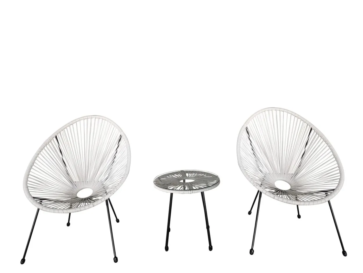 3tlg. Bistro-Set HGE53-WEI weiß