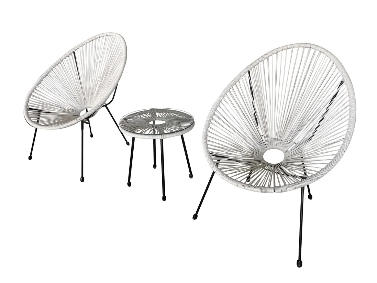 3tlg. Bistro-Set HGE53-WEI weiß