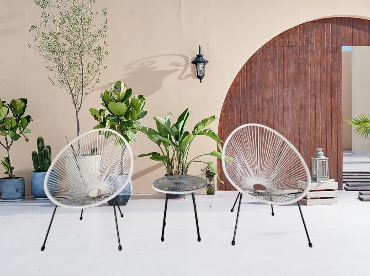 3tlg. Bistro-Set HGE53-WEI weiß