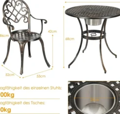 3tlg. Bistro-Set mit 2 Stühlen & Beistelltisch