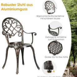 3tlg. Bistro-Set mit 2 Stühlen & Beistelltisch