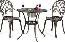 3tlg. Bistro-Set mit 2 Stühlen & Beistelltisch