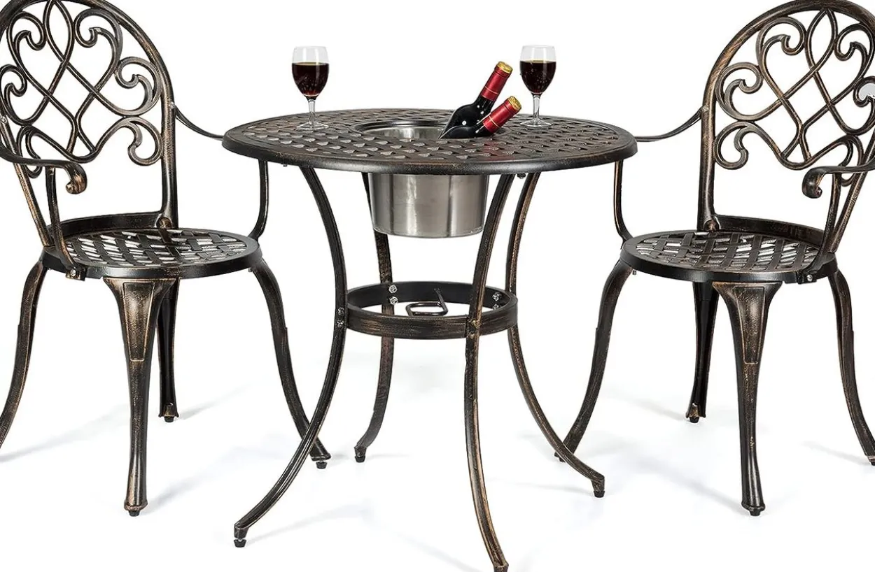 3tlg. Bistro-Set mit 2 Stühlen & Beistelltisch