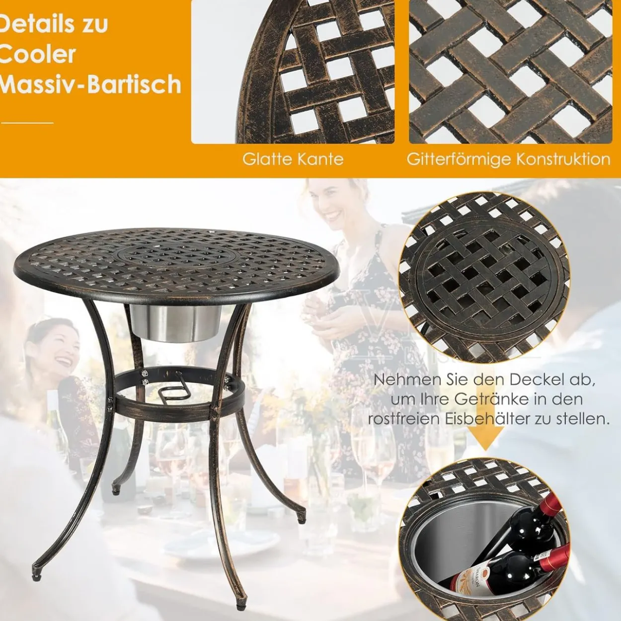 3tlg. Bistro-Set mit 2 Stühlen & Beistelltisch