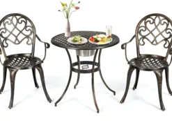 3tlg. Bistro-Set mit 2 Stühlen & Beistelltisch