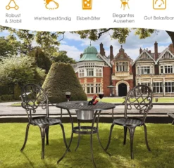 3tlg. Bistro-Set mit 2 Stühlen & Beistelltisch