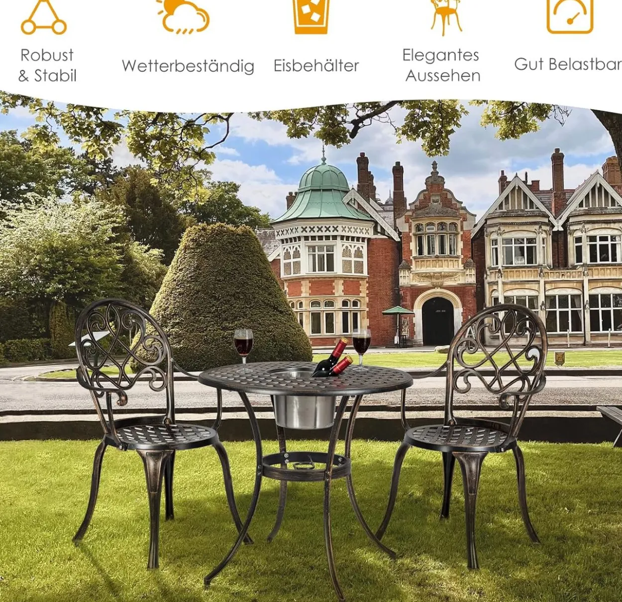 3tlg. Bistro-Set mit 2 Stühlen & Beistelltisch