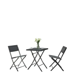 3 tlg. Bistro Set - schwarz