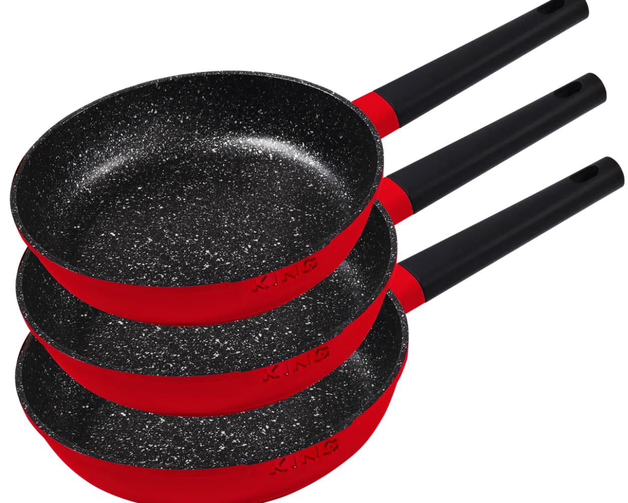 3tlg. Bratpfannenset« SHINE-RED Induktion, 20+24+28cm