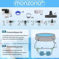 12tlg. Bypass Pool-Set aus Kunststoff - Schwarz/Weiß