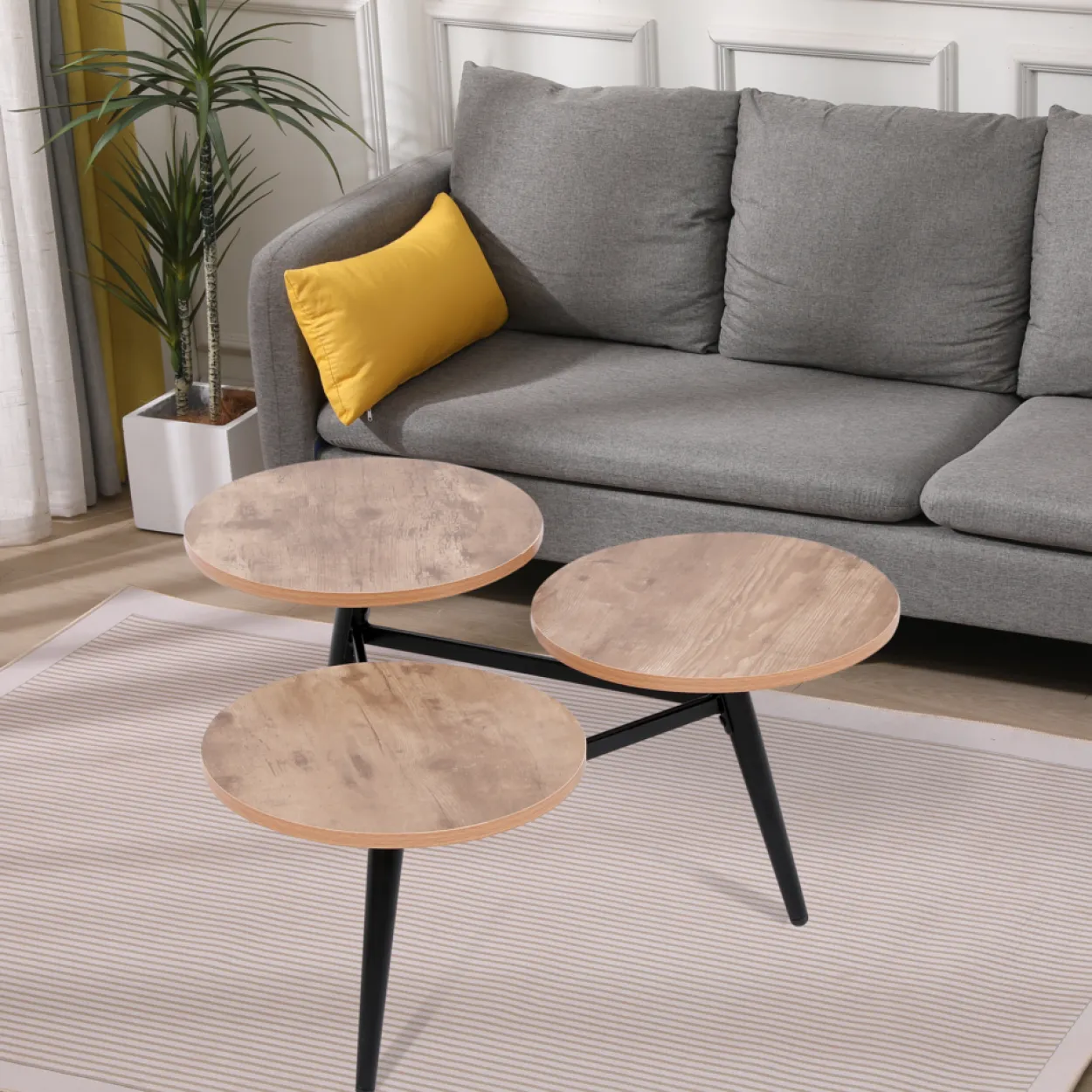 3tlg. Couchtisch, ca. 73 x 67 x 39 cm