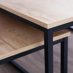 2tlg. Couchtisch-Set mit Stahlrahmen - Braun