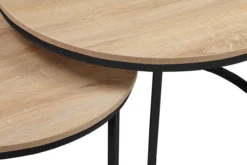2tlg. Couchtisch-Set mit Stahlrahmen rund - Eiche Braun