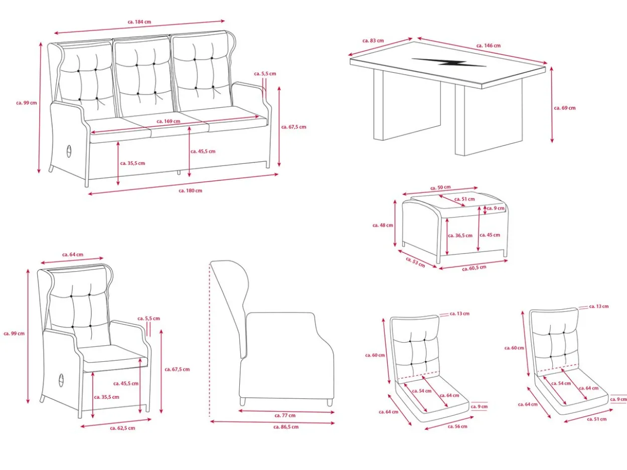 18tlg. Dining-Lounge "Canelli" - Braun-Mix