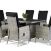 13tlg. Dining Set Sitzgruppe JUNIO aus Aluminium inkl. Polsterauflage, braun-grau