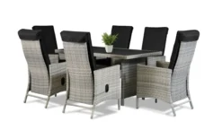 13tlg. Dining Set Sitzgruppe JUNIO aus Aluminium inkl. Polsterauflage, braun-grau