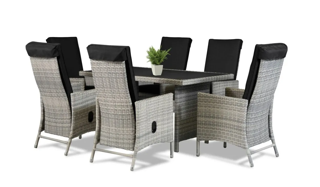13tlg. Dining Set Sitzgruppe JUNIO aus Aluminium inkl. Polsterauflage, braun-grau