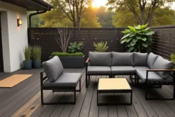 17.tlg Ecklounge "Santorini" aus Aluminium mit Tisch & Sessel, Armlehne - Schwarz/Dunkelgrau