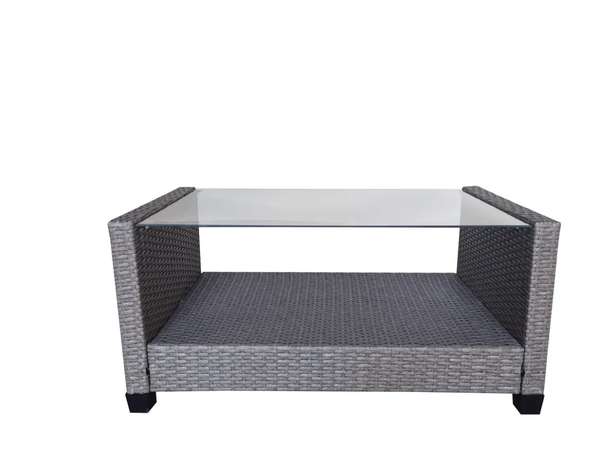 8tlg. Ecklounge-Set Rattan mit Sitzkissen - Grau