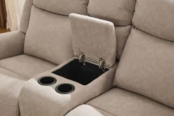 3tlg. Elektrisches Relaxsofa-Set - Hellbraun