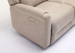 3tlg. Elektrisches Relaxsofa-Set - Hellbraun