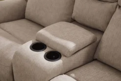 3tlg. Elektrisches Relaxsofa-Set - Hellbraun