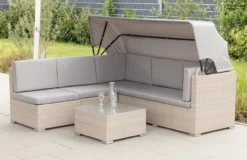 14tlg. Gartenlounge-Set mit Überdachung, modular - Grau
