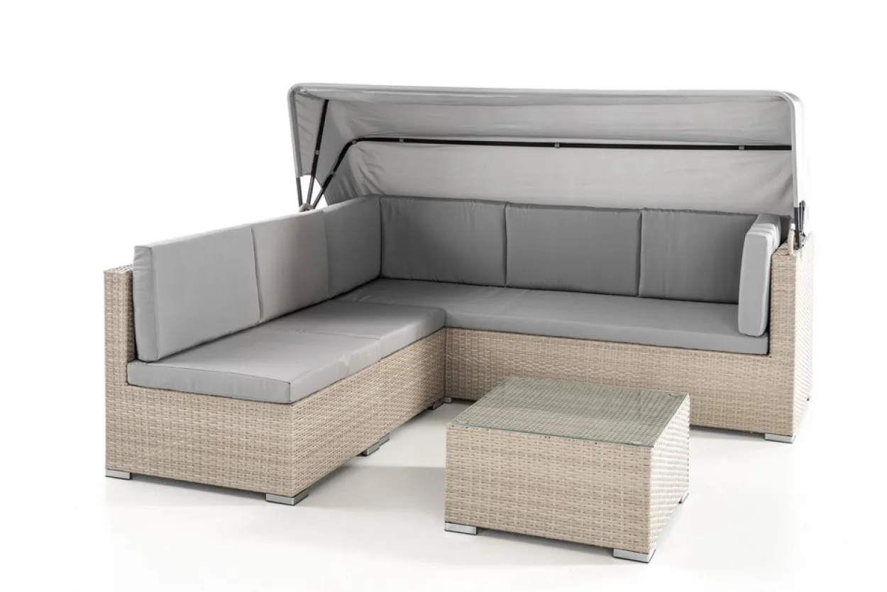 14tlg. Gartenlounge-Set mit Überdachung, modular - Grau