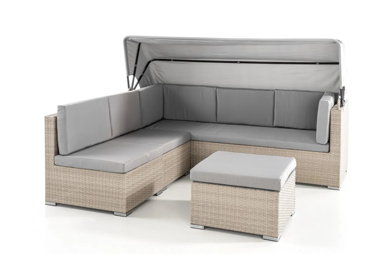 14tlg. Gartenlounge-Set mit Überdachung, modular - Grau