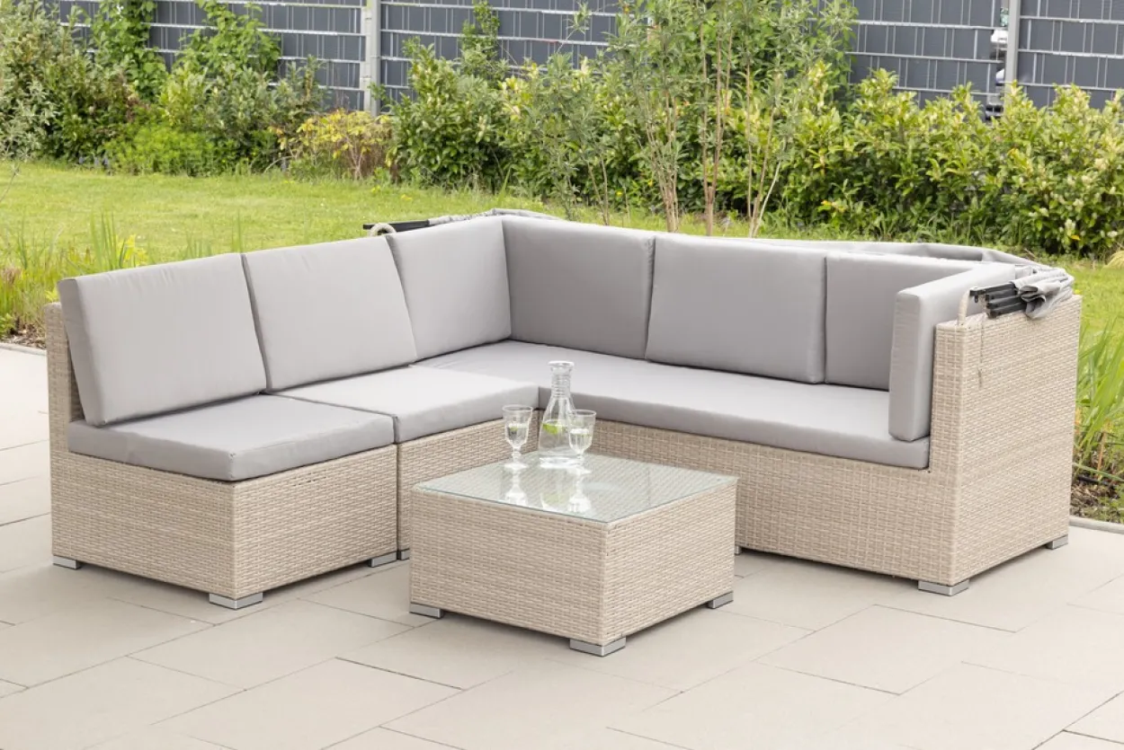 14tlg. Gartenlounge-Set mit Überdachung, modular - Grau