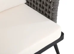 13tlg. Gartenmöbel Lounge-Set mit Sofa & Coffee Table aus Rope - Grau mit Teakholz