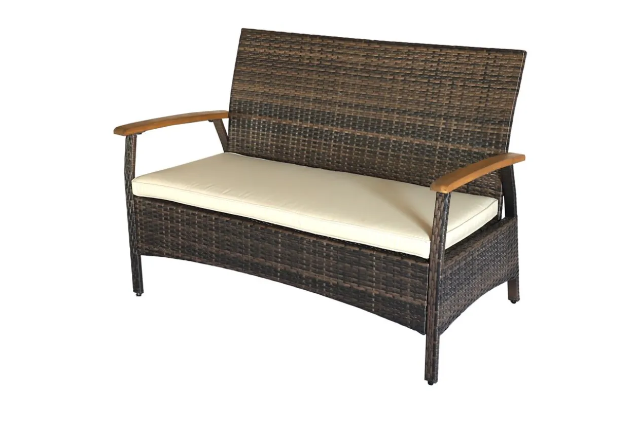 7tlg. Gartenmöbelset aus Rattan - Khaki