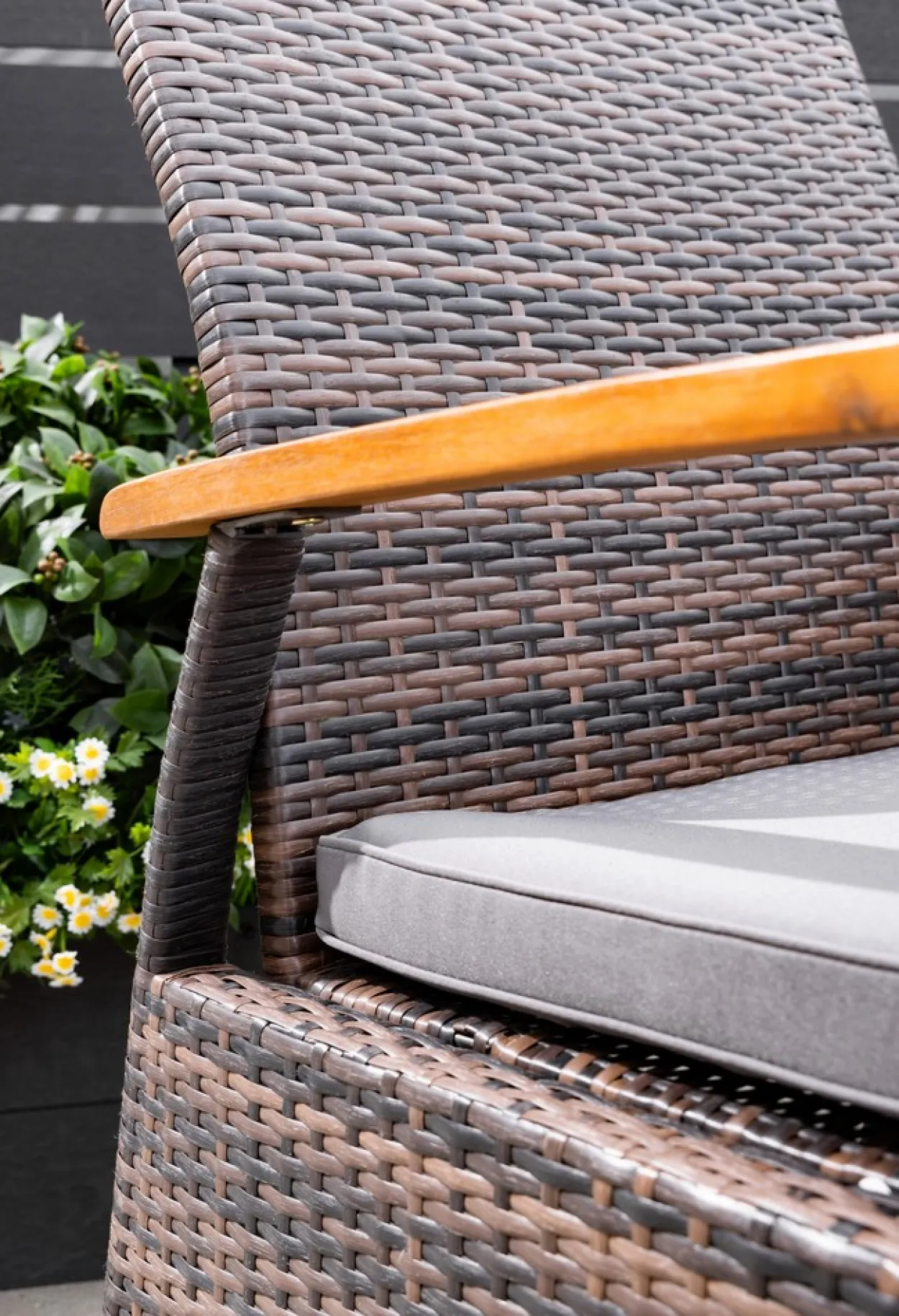 7tlg. Gartenmöbelset aus Rattan - Dunkelgrau