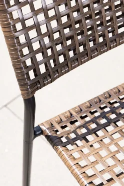 3tlg. Gartenmöbel-Set Bistrotisch mit 2 stapelbare Stühlen in Rattanoptik