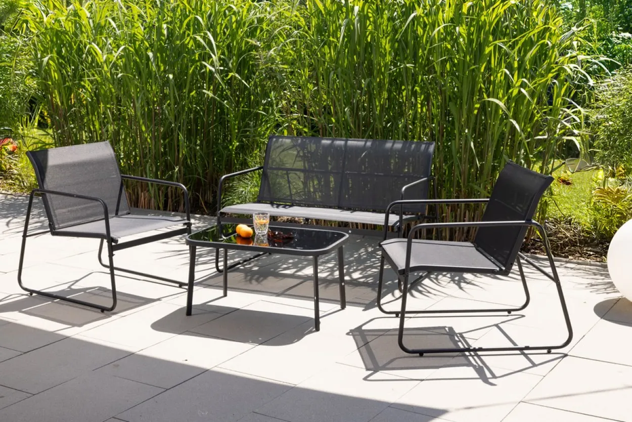 4tlg. Garten-Set - Schwarz