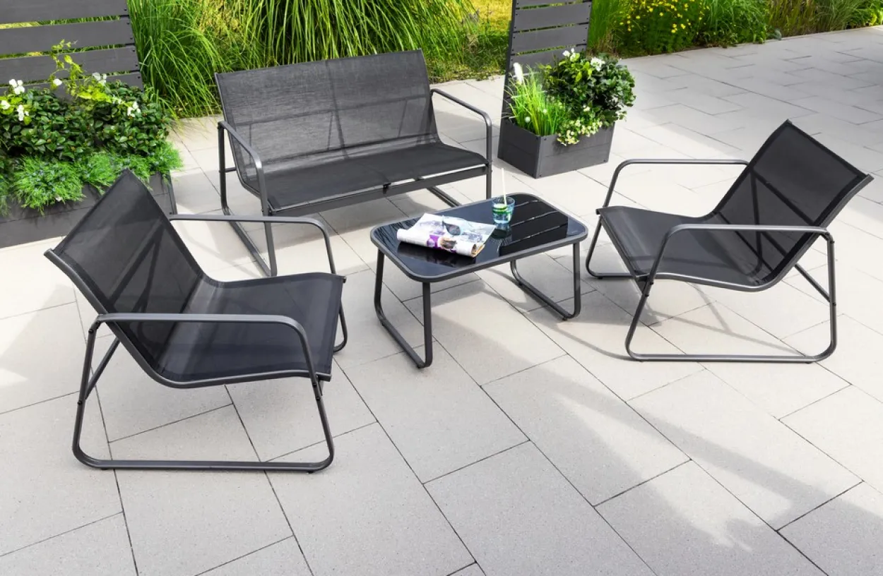 4tlg. Garten-Set - schwarz