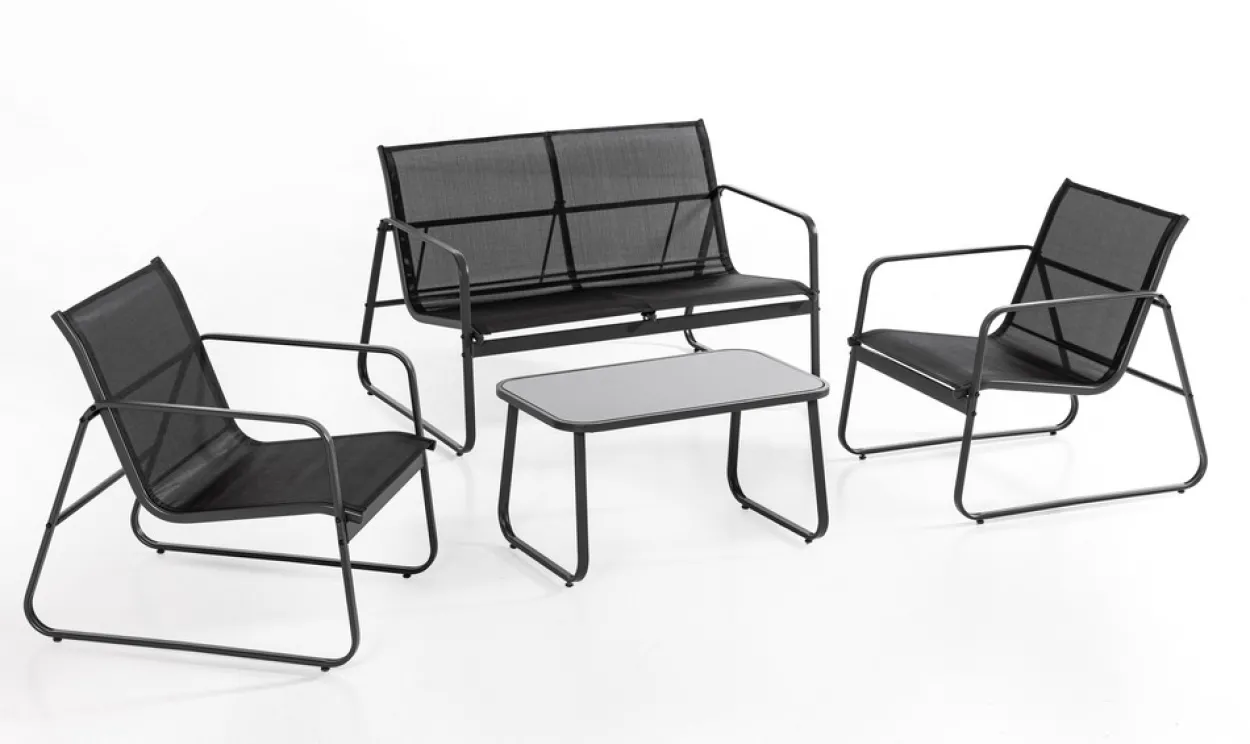 4tlg. Garten-Set - schwarz